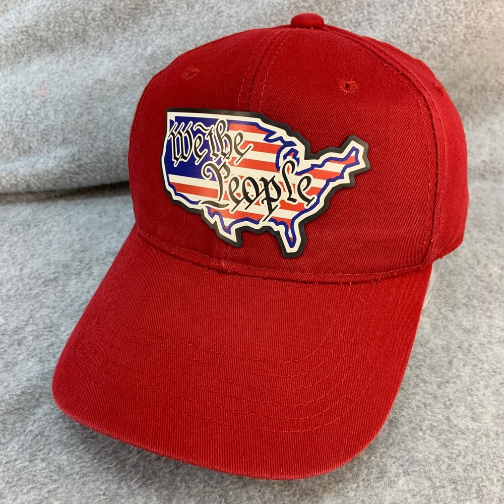We The People USA Patch Mens Red George Baseball Cap Adjustable Hat OSFM